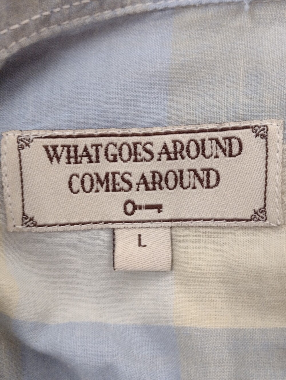 What Goes Around Comes Around Men's Blue & Cream Plaid Button-Up Shirt - Picture 3 of 11